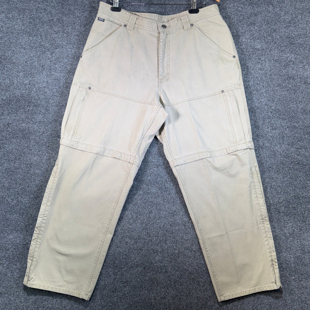 Sorel Double Knee Convertible Pants Mens 38x30 Beige‎ Canvas Zip Off Hiking Work